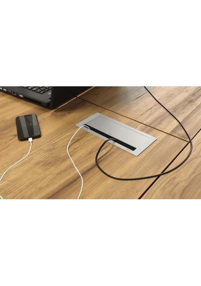 Metalline® Push-line Bas-Aç Masaüstü Priz Kutusu Usb - Natürel El