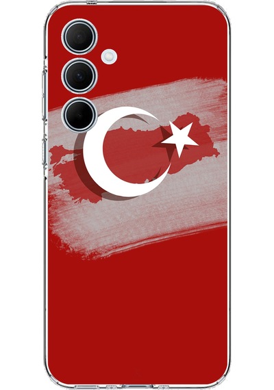 Samsung Galaxy A35 Uyumlu Türkiye Harita Detaylı Türk Bayrağı Baskılı Silikon Kılıf Renkli