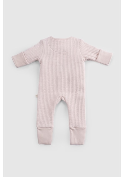 Kendinden Patikli Ve Eldivenli Kapitone Pembe Bebek Tulumu Pembe