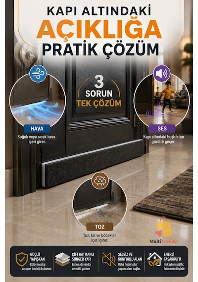 1 Adet Kapı Altı Rüzgar Önleyici 90 Cm Yapışkanlı Isı Yalıtım Süngeri Soğuk Toz Ses Kesici Eşik Süngeri