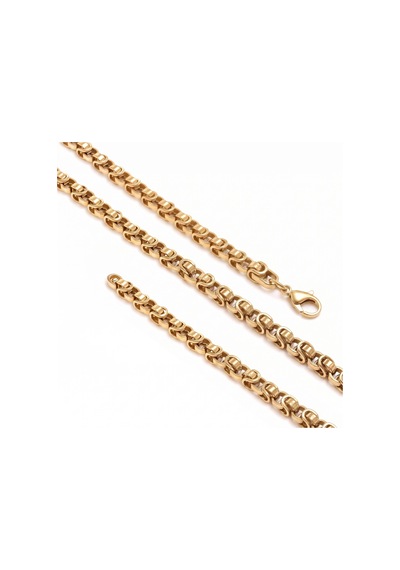 Premium Parlak Ve Şık Marin Zincir Erkek Çelik Kolye 5 Mm 55 Cm 3183eck010 - Gold Renk Altın