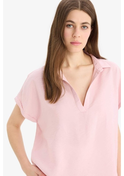 DeFacto Comfort Fit Gömlek Yaka Basic Düz Kısa Kollu Bluz E5989AX25SPPN130 DeFacto Comfort Fit Gömlek Yaka Basic Düz Kısa Kollu Bluz E5989AX25SPPN130