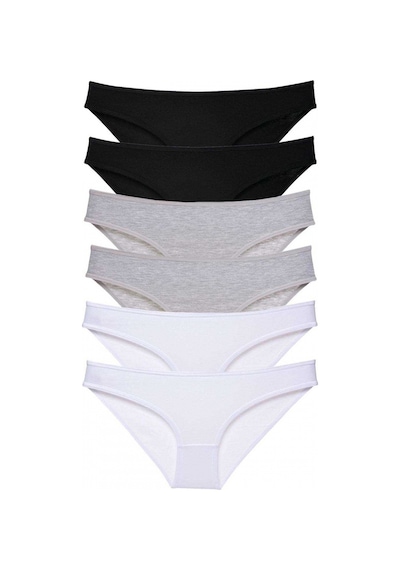 Royaleks 6 Adet Süper Eko Set Likralı Kadın Slip Külot Siyah Gri Beyaz (553828283)-S Çok Renkli