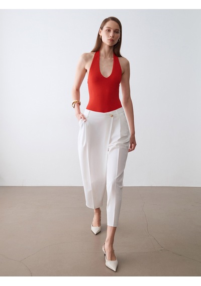 Dilvin 21231 Halter Yaka Bodysuit-kırmızı