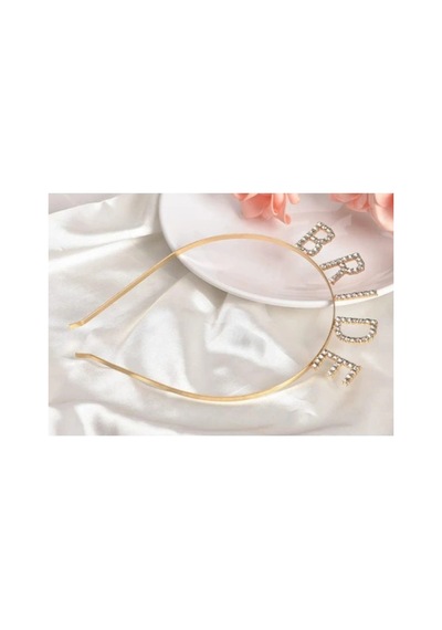 Herşeytrend Altın Gold Renk Bekarlığa Veda Kristal Taş Bride Tacı İthal