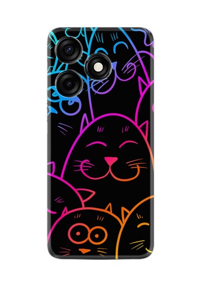 Tecno Spark 10c Kılıf Silikon Desen Özel Seri Neon Cats 1790