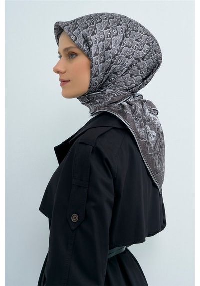 Armine İpek Eşarp 2026 Yaz - 9518-01 Füme Twill