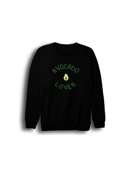 Avocado Lover Baskılı Sweatshirt Siyah