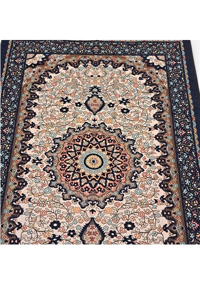 Osmanlı Desen İpeksi Dokuma Otantik Model Seccade Namazlık Lacivert