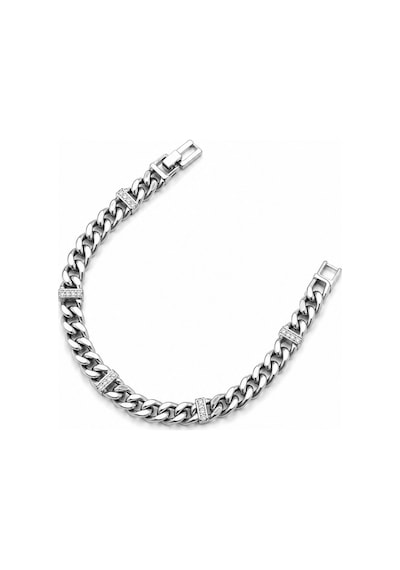 Balenbi Jewelry Gümüş Renk Zirkon Taş Detaylı Gurmet Zincir Paslanmaz Çelik Kadın Bileklik 1194