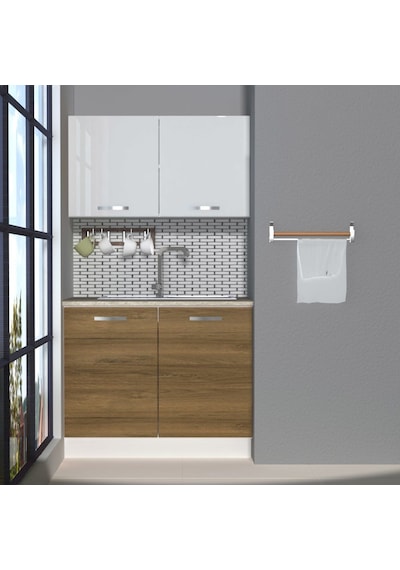 Decoraktiv Mini 100 Mdf Hazır Mutfak Dolabı - Tezgah Dahil - Pera Beyaz Beyaz - Meşe Decoraktiv Mini 100 Mdf Hazır Mutfak Dolabı - Tezgah Dahil - Pera Beyaz Beyaz - Meşe