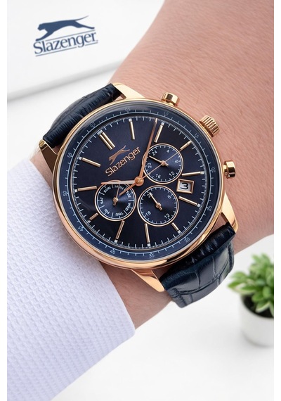 Slazenger Erkek Deri Kordon Bileklik Hediyeli 2 Yıl Garantili Suya Dayanıklı Kol Saati Vs.blkt.0969 Rose Gold