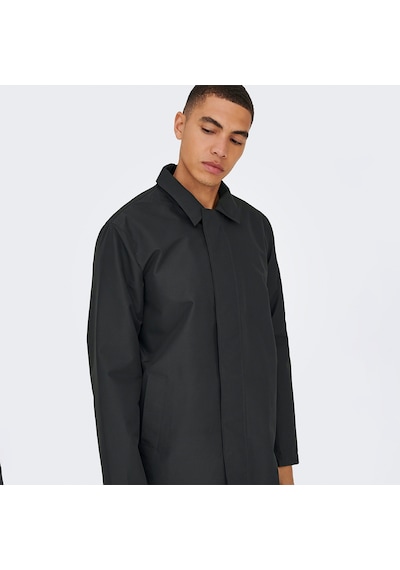 Only & Sons Only&sons Hall Coat Erkek Siyah Klasik Yaka Kaban Siyah