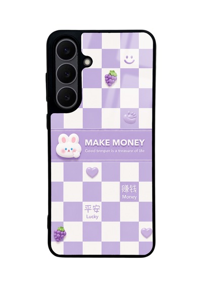 Samsung Uyumlu  S25 Fe Purple Make Money Tasarımlı Glossy Telefon Kılıfı Mor