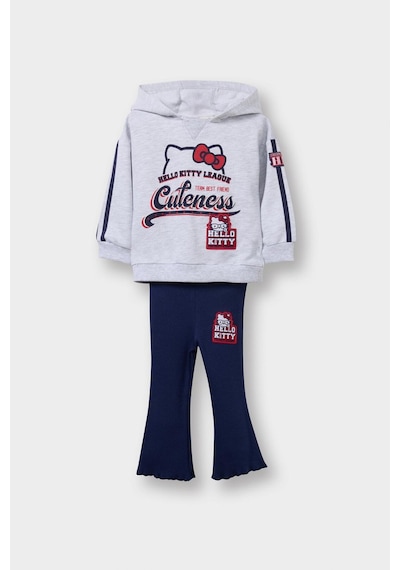 Defacto Kız Bebek Hello Kitty 2li Takım Kapüşonlu Sweatshirt Tayt G6834a525wngr85 Gri-gr85