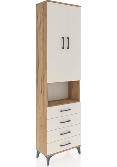 Arges Dolap 3 Raflı 4 Çekmeceli Tek Askılı 60x30x221 Çam-aytaşı Atlas Çam