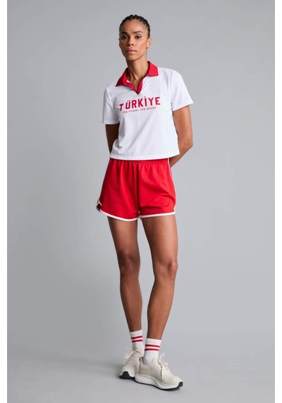 Defacto Standart Fıt Sporcu Kısa Paça Sweatshirt Kumaşı Şort H9780ax26hsrd172 Kırmızı-rd172