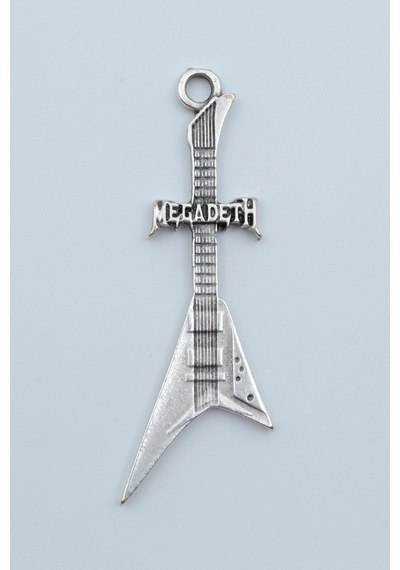 Megadeth Elektro Gitar Gümüş Kaplama Kolye Ucu Kod 1561 Gümüş