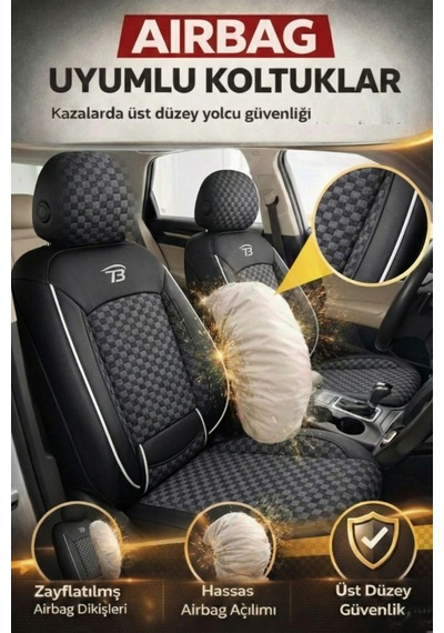 Ford Focus Trend 2012-2018 2+1 Arka Sırt Oturak Uyumlu Altay Serisi Siyah Beyaz Koltuk Kılıfı