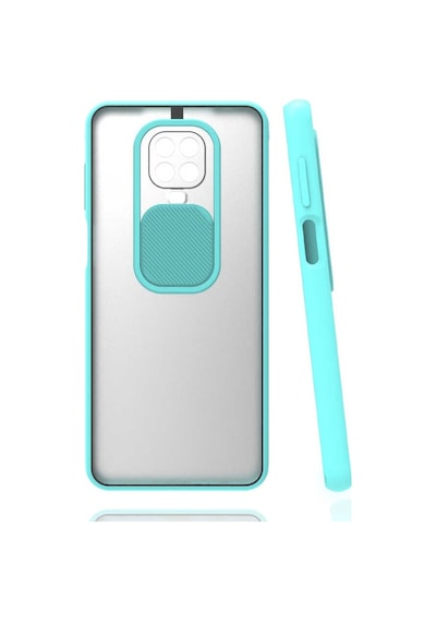 Kilifone - Xiaomi Uyumlu Redmi Note 9s - Kılıf Slayt Sürgülü Arkası Buzlu Lensi Kapak - Turkuaz