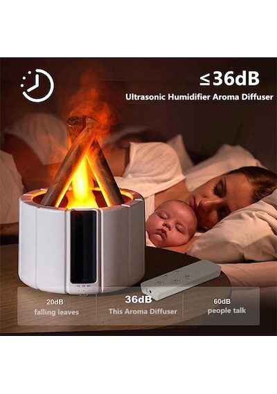 Hava Nemlendirici Aroma Difüzörü 280ml Led Işıklı Kumandalı Alev Simülasyonlu 001