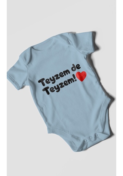 Morivokids Teyzem De Teyzem Kısa Kollu Bebek Body %100 Pamuk Bebe Mavisi