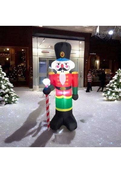 Vıp Deluxe Led Işıklı Motorlu Dev Şişme Fındık Kıran 190 Cm Işıklı Şişme Kurşun Asker Noel Dekorları