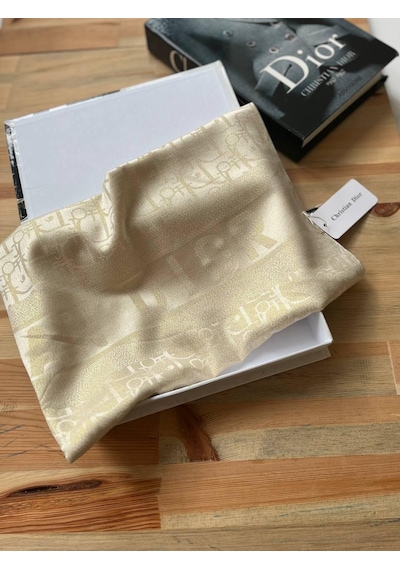 Miorel Scarfs Cd Desen Kaşmir İpek Şal Scarfs Cashmere Shawl Hijab Yeni Sezon Krem