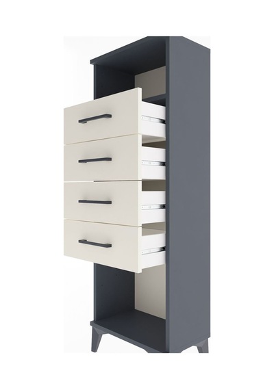 Arges Dolap Tek Raflı 4 Çekmeceli 44x30x134 Antrasit-aytaşı Antrasit