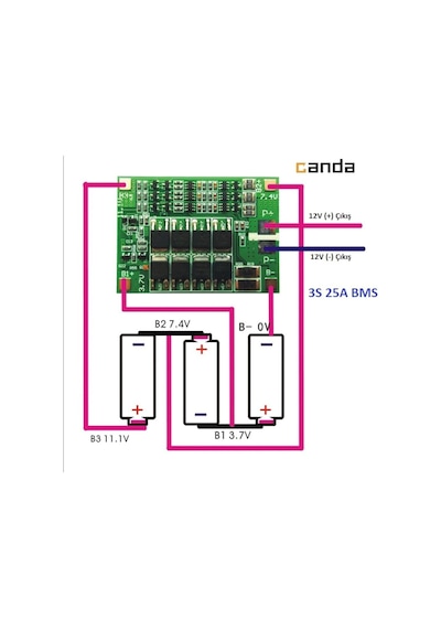 Pilfener Micron 3S 25A 12V Balans Bms Lipo 18650 Lityum Pil Şarj Devresi