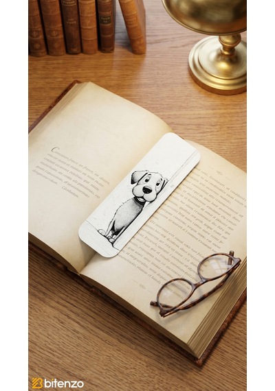 Sevimli Köpek Figürlü Kabartma Dokulu Kitap Ayracı - Minimalist Beyaz Kitap Aksesuarı