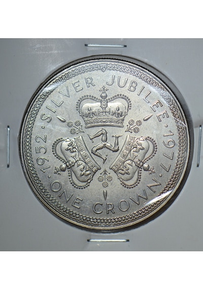 Man Adası 1 Crown 1977 Kraliçe Iı. Elizabeth Tahtaçıkışının 25. Yılı 38,6 Mm 28,4 Gr. Kapamada Çil.