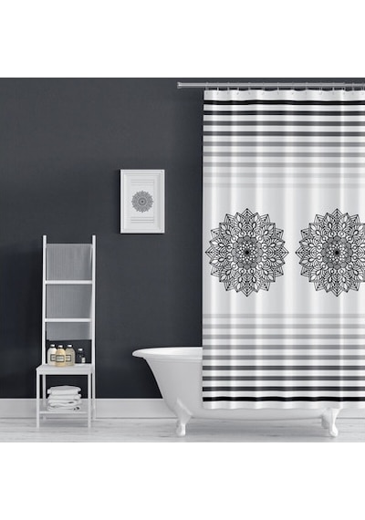 Evdy Banyo Duş Perdesi Çift Kanat 2x100x200 Çok Renkli