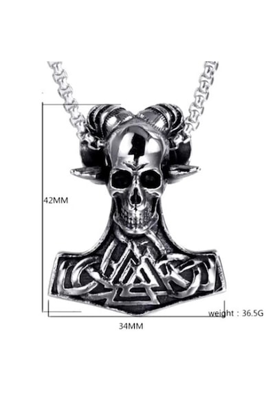 Viking Mitolojik Valknut Mjolnir Kafatası Kurukafa Kolye Gümüş Viking Mitolojik Valknut Mjolnir Kafatası Kurukafa Kolye Gümüş