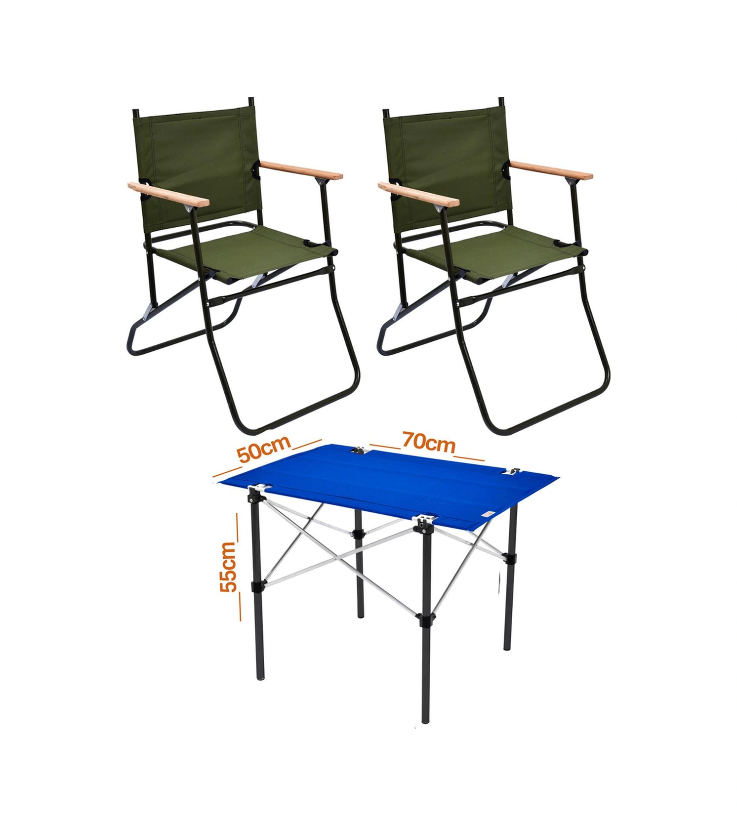 2 Adet 120 Kg Kapasiteli Katlanır Kamp Sandalyesi Ve 50x70 Kamp Masası Seti-2-as-5070-m Çok Renkli