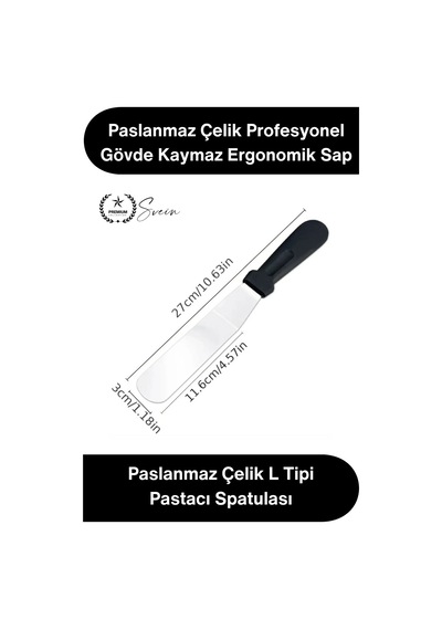 Spatula Profesyonel Mutfak Ekipmanı Ergonomik Saplı Paslanmaz Çelik L Tipi Pastacı Spatulası Pasta Çok Renkli