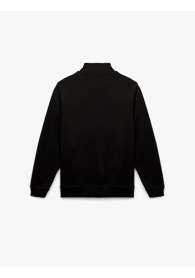 Koton Şardonlu Uzun Kollu Cep Detaylı Basic Fermuarlı Sweatshirt Siyah 6wam70019mk Siyah