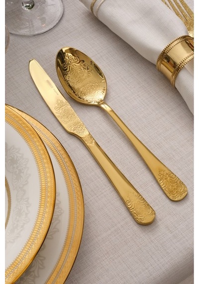 Karaca  Elegance Bellatrix Gold 12 Kişilik 84 Parça Çatal Kaşık Bıçak Takımı