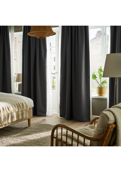 Ikea Korgmott Fon Perde 145x300 Cm Siyah Gri Siyah - Gri