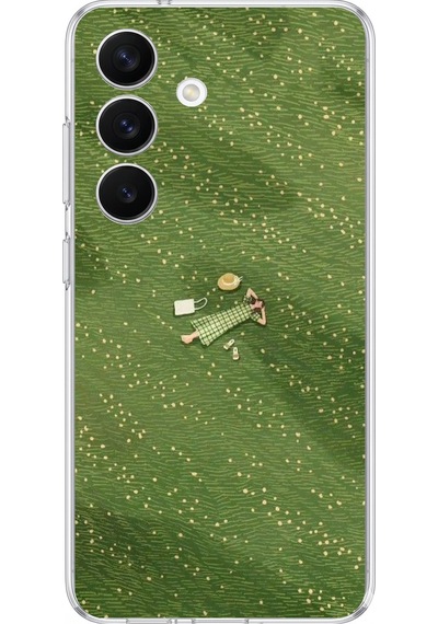 Samsung Galaxy S26 Uyumlu Zamanı Durduran Yeşil Papatya Düşleri Baskılı Silikon Kılıf Renkli