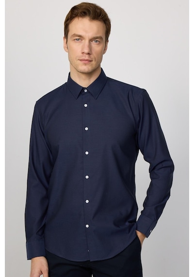Tudors Slim Fit Non-ıron Ütü Gerektirmez Lacivert Erkek Gömlek-30452-lacivert Lacivert