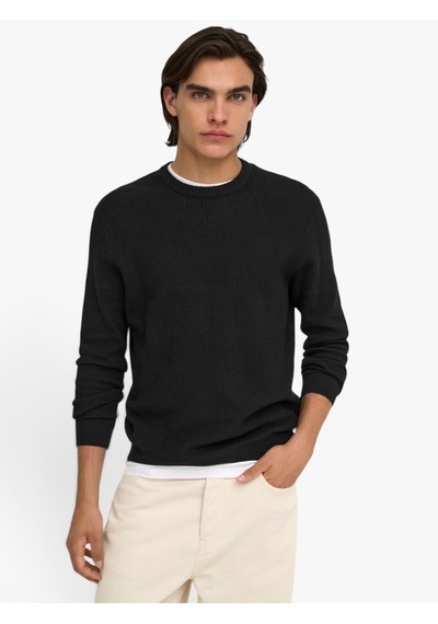 Only & Sons Onstobı Reg Ls Crew Knıt Erkek Siyah Kazak - 5044336