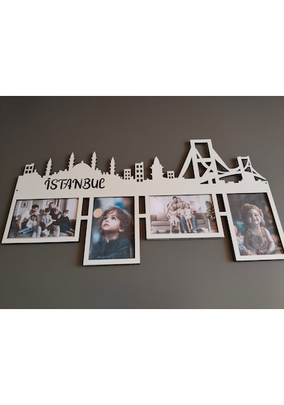 Çerçeve 4 Fotoğraflık Kişiye Özel Renk İstanbul Temalı 3 Lü Set