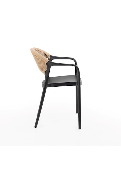 Sole Rattan İpli Balkon Ve Kafe Sandalyesi 2'li Set Bahçe Sandalyesi Siyah