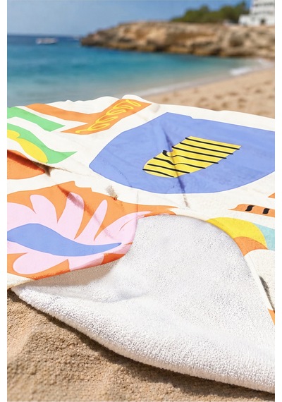 Yazılı Modern Tipografik Plaj Havlusu - Renkli Retro Pop Art Hızlı Kuruyan Mikrofiber Havlu Ayaz Yasemin