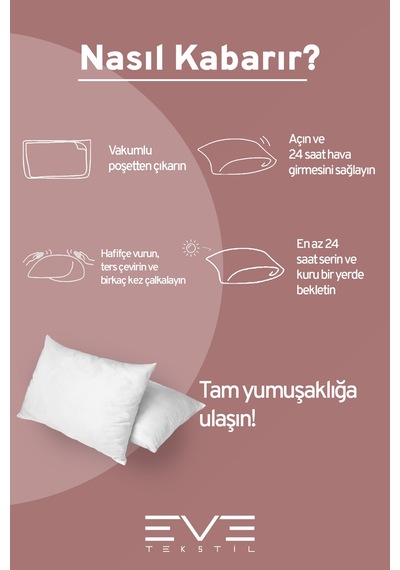 1 Adet Silikon Elyaf Nonwoven Yıkanabilir Antialerjik Vakumlu Yastık Seti 50x70cm 600 Gr Çok Renkli