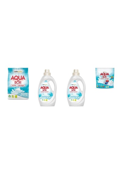 Aquabor Doğal Mineralli 4 Kg Beyaz + Sıvı Beyaz + Sıvı Beyaz + Tablet 4 Lü Set 0.75 LT - 2.5 LT - 12 KG