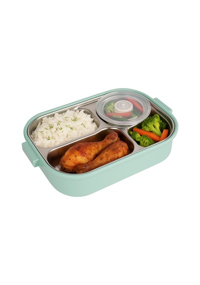 Relaxion Üç Bölmeli, Kapaklı Paslanmaz Çelik, Yeşil Yemek Saklama Ve Taşıma Kabı/kutusu 1000 Ml. 465 Lavanta