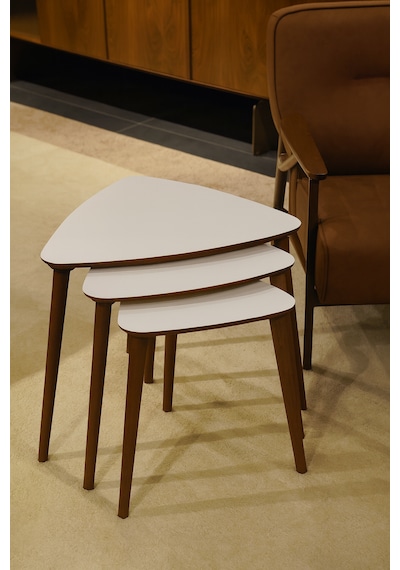 Tokyo 3'lü Zigon Sehpa %100 Mdf Üçgen Beyaz
