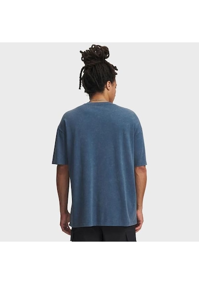 Under Armour Heavyweight Oversized Logo Wash Erkek Mavi Polo Yaka Tişört